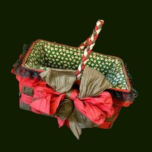 Large vintage handmade gift basket for the Christmas holidays